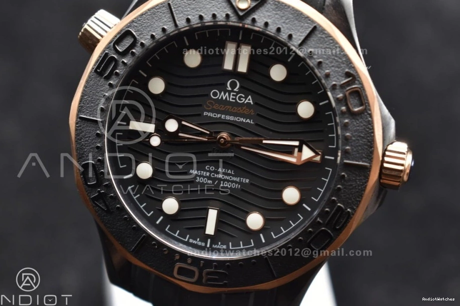 300m Bezel Black 43.5mm Neat Edition Ceramic 1:1 VSF Black A RG Seamaster on Dial Best Rubber Black 1070 Strap 0118